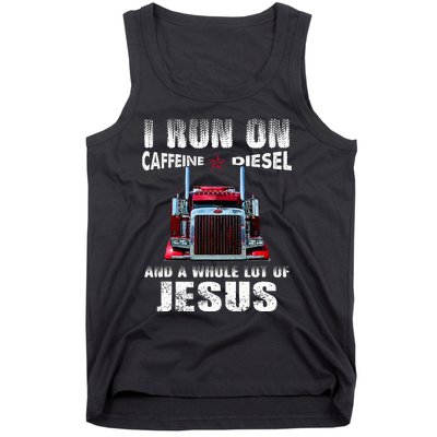 Caffeine Diesel Jesus Christian Trucker Distressed Tank Top