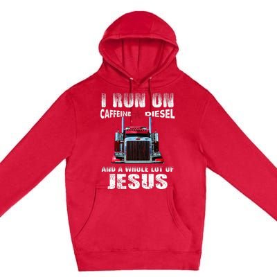 Caffeine Diesel Jesus Christian Trucker Distressed Premium Pullover Hoodie