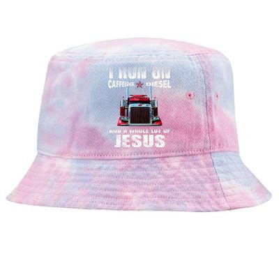 Caffeine Diesel Jesus Christian Trucker Distressed Tie-Dyed Bucket Hat