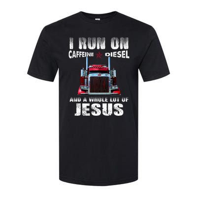 Caffeine Diesel Jesus Christian Trucker Distressed Softstyle CVC T-Shirt