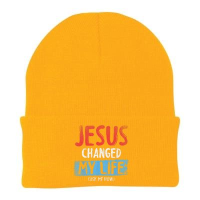 Christ Devotee Jesus Changed My Life Ask Me How Jesus Knit Cap Winter Beanie