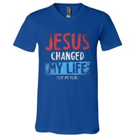 Christ Devotee Jesus Changed My Life Ask Me How Jesus V-Neck T-Shirt