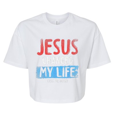 Christ Devotee Jesus Changed My Life Ask Me How Jesus Bella+Canvas Jersey Crop Tee