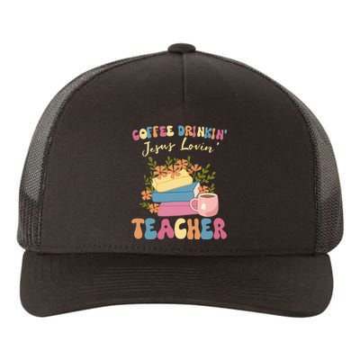 Coffee Drinking Jesus Loving Teaching Gifts For Teacher Yupoong Adult 5-Panel Trucker Hat