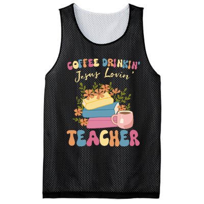 Coffee Drinking Jesus Loving Teaching Gifts For Teacher Mesh Reversible Basketball Jersey Tank