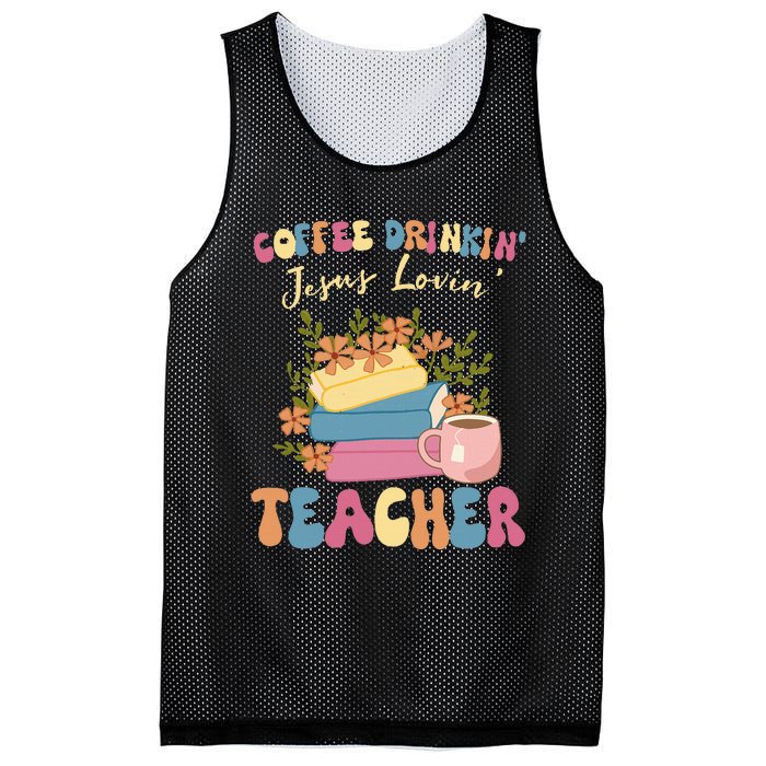 Coffee Drinking Jesus Loving Teaching Gifts For Teacher Mesh Reversible Basketball Jersey Tank