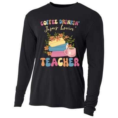 Coffee Drinking Jesus Loving Teaching Gifts For Teacher Cooling Performance Long Sleeve Crew