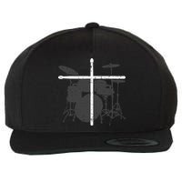 Christian Drummer Jesus Christ Drum Sticks Cross Worship Wool Snapback Cap
