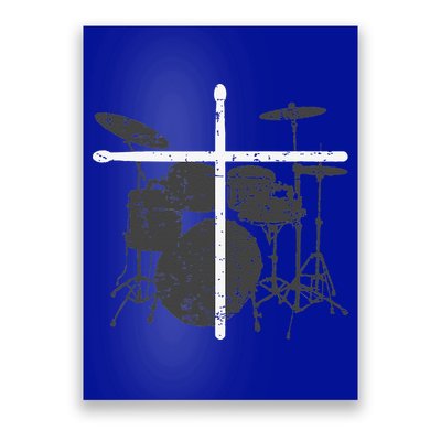 Christian Drummer Jesus Christ Drum Sticks Cross Worship Poster