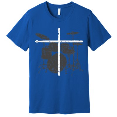 Christian Drummer Jesus Christ Drum Sticks Cross Worship Premium T-Shirt