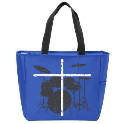 Christian Drummer Jesus Christ Drum Sticks Cross Worship Zip Tote Bag