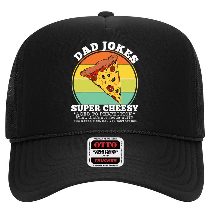 Cheesy Dad Joke Slice Of Pizza High Crown Mesh Back Trucker Hat