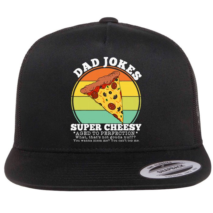 Cheesy Dad Joke Slice Of Pizza Flat Bill Trucker Hat