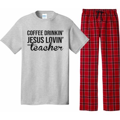 Coffee Drinking Jesus Loving Teacher Faith Design Pajama Set