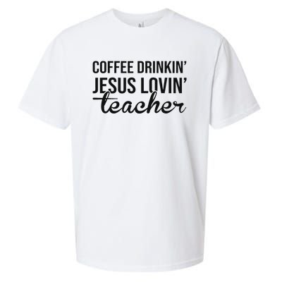 Coffee Drinking Jesus Loving Teacher Faith Design Sueded Cloud Jersey T-Shirt