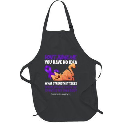 Cat DonT Judge Me You Have No Idea Fibromyalgia Awareness Full-Length Apron With Pockets