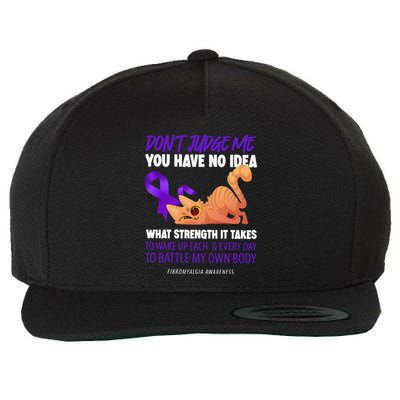 Cat DonT Judge Me You Have No Idea Fibromyalgia Awareness Wool Snapback Cap