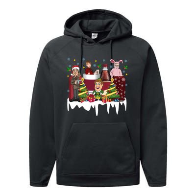 Christmas Drinking Kevin Ralphie Buddy Clark Griswold Performance Fleece Hoodie