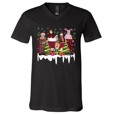 Christmas Drinking Kevin Ralphie Buddy Clark Griswold V-Neck T-Shirt