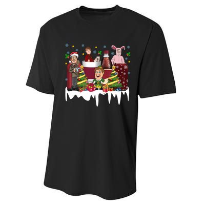 Christmas Drinking Kevin Ralphie Buddy Clark Griswold Performance Sprint T-Shirt