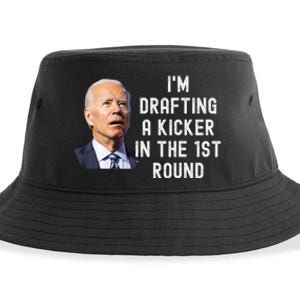 Confused Drafting Kicker Funny Fantasy Football Draft Party Sustainable Bucket Hat