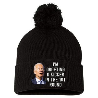 Confused Drafting Kicker Funny Fantasy Football Draft Party Pom Pom 12in Knit Beanie