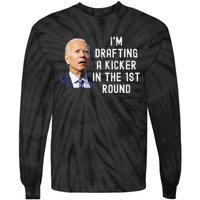 Confused Drafting Kicker Funny Fantasy Football Draft Party Tie-Dye Long Sleeve Shirt