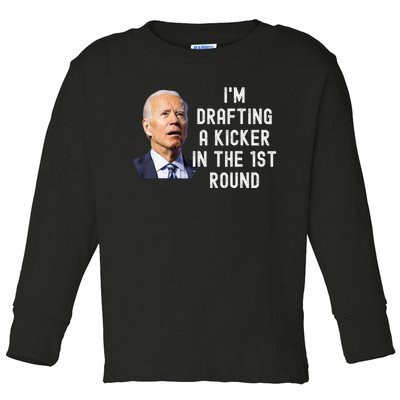 Confused Drafting Kicker Funny Fantasy Football Draft Party Toddler Long Sleeve Shirt