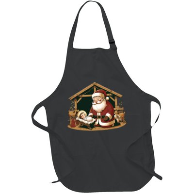 Christmas Design Kneeling Santa Claus With Baby Jesus Apron
