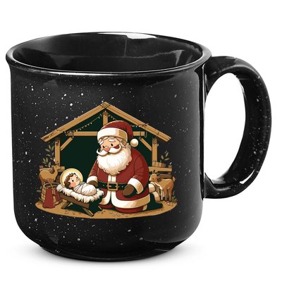 Christmas Design Kneeling Santa Claus With Baby Jesus 15oz Campfire Ceramic Mug