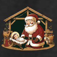 Christmas Design Kneeling Santa Claus With Baby Jesus 15oz Campfire Ceramic Mug