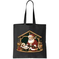 Christmas Design Kneeling Santa Claus With Baby Jesus Bag