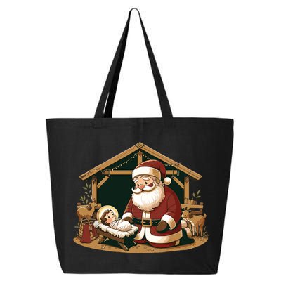 Christmas Design Kneeling Santa Claus With Baby Jesus 25L Jumbo Tote
