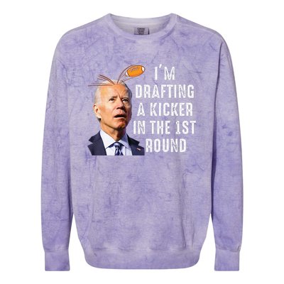 Confused Drafting Kicker Funny Fantasy Football Draft Party Colorblast Crewneck Sweatshirt