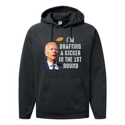 Confused Drafting Kicker Funny Fantasy Football Draft Party Performance Fleece Hoodie