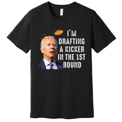 Confused Drafting Kicker Funny Fantasy Football Draft Party Premium T-Shirt