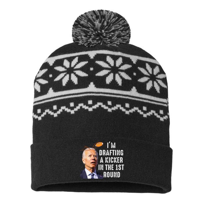 Confused Drafting Kicker Funny Fantasy Football Draft Party USA-Made Snowflake Beanie