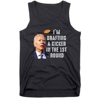 Confused Drafting Kicker Funny Fantasy Football Draft Party Tank Top