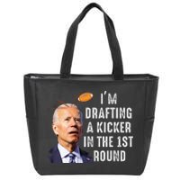 Confused Drafting Kicker Funny Fantasy Football Draft Party Zip Tote Bag