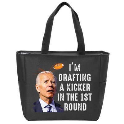 Confused Drafting Kicker Funny Fantasy Football Draft Party Zip Tote Bag