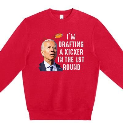 Confused Drafting Kicker Funny Fantasy Football Draft Party Premium Crewneck Sweatshirt