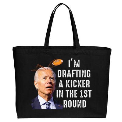 Confused Drafting Kicker Funny Fantasy Football Draft Party Cotton Canvas Jumbo Tote