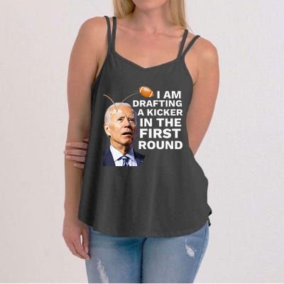 Confused Drafting Kicker Funny Fantasy Football Draft Party Women's Strappy Tank