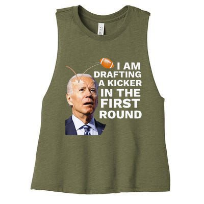 Confused Drafting Kicker Funny Fantasy Football Draft Party Women's Racerback Cropped Tank