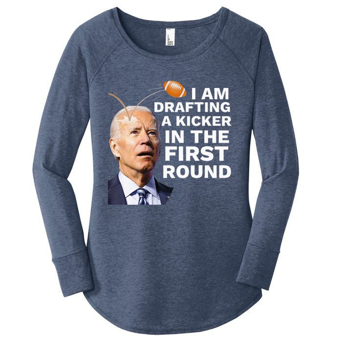 Confused Drafting Kicker Funny Fantasy Football Draft Party Women's Perfect Tri Tunic Long Sleeve Shirt