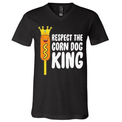 Corn Dog King Funny Costume Respect The Corn Dog King V-Neck T-Shirt