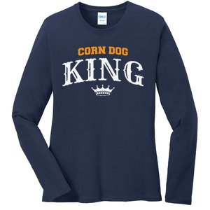 Corn Dog King Funny Hotdog Food Quote For A Corndog Lover Ladies Long Sleeve Shirt