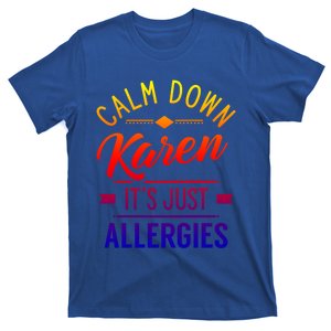 Calm Down Karen It's Just Allergies Allergy Sarcastic Humor Gift T-Shirt