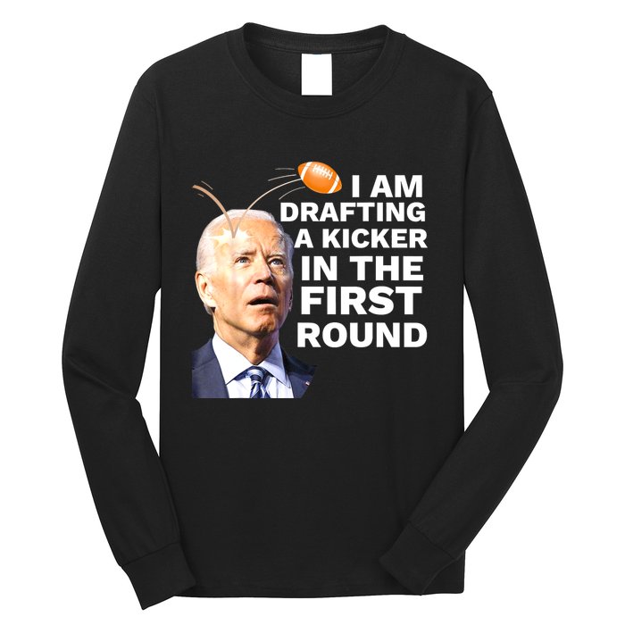 Confused Drafting Kicker Funny Fantasy Football Draft Party Long Sleeve Shirt