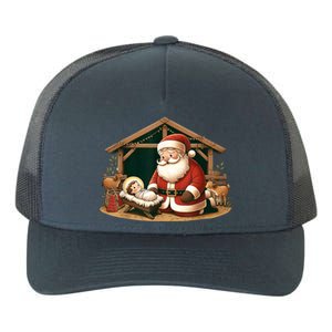 Christmas Design Kneeling Santa Claus With Jesus Cool Gift Yupoong Adult 5-Panel Trucker Hat